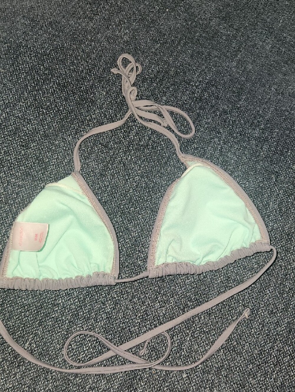 Xhilaration Light Taupe Triangle Bikini Top with Metallic Silver Accents - Picture 6 of 10